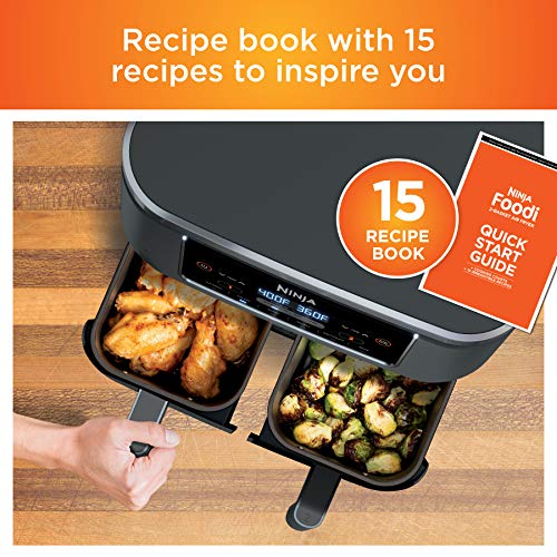 Ninja DZ401 Foodi 10 Quart DualZone XL 2-Basket Air Fryer, Grey L260