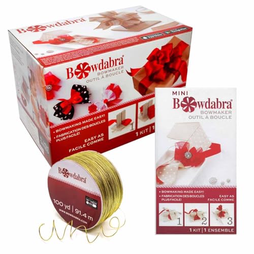 Bowdabra Combo Bow Maker with Mini Bow Maker and 100 yd Gold Wire L5117