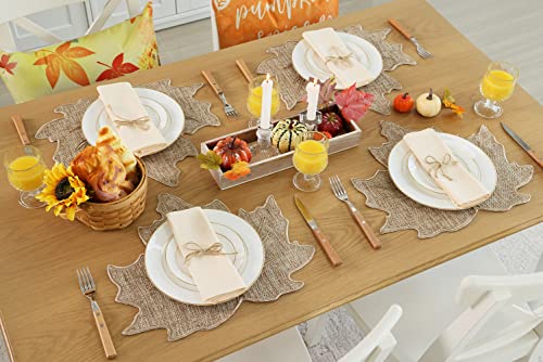 Snowflake Burlap Christmas Placemats Set of 4 for Round Table H634