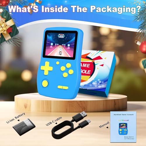 Great Boy 32 Bit Handheld Game Console with 139 Games, 3.0 Inch IPS Screen, Blue G9348
