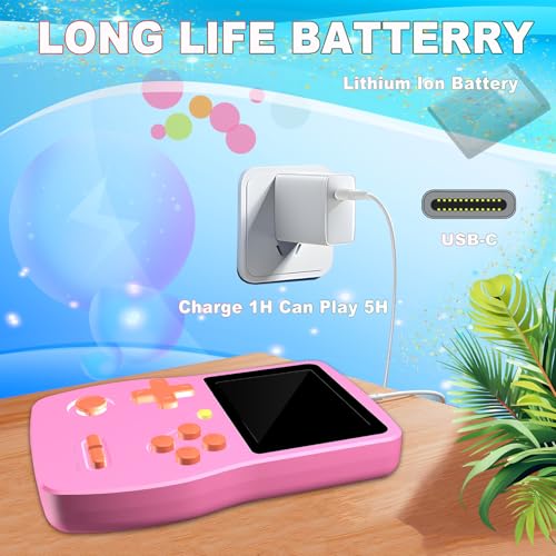 Great Boy 32 Bit Handheld Game Console with 139 Games, 3.0 Inch IPS Screen, Blue G9348