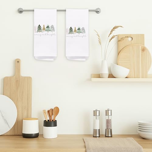 Christmas Tree Kitchen Towels - Neutral Christmas Hand Towels, 16 x 24 Inch V47794