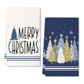 Merry Christmas Kitchen Towels Set of 2, Red Xmas Tree Design C1385