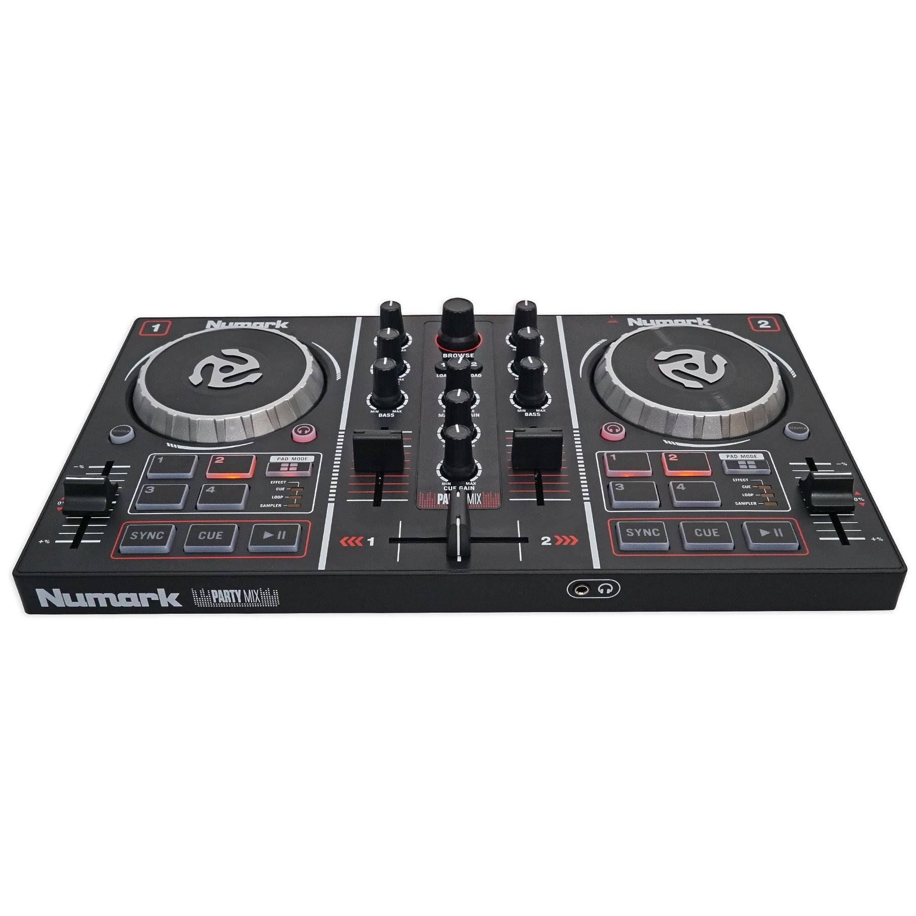 Numark Party Mix DJ Controller with Mic, Cables & Case C898770