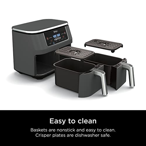Ninja DZ401 Foodi 10 Quart DualZone XL 2-Basket Air Fryer, Grey L260