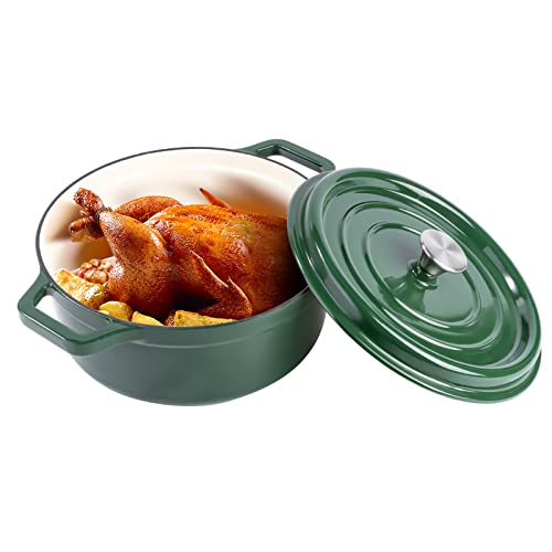 Miereirl 6 Quart Enameled Cast Iron Dutch Oven with Lid, Dark Blue P867