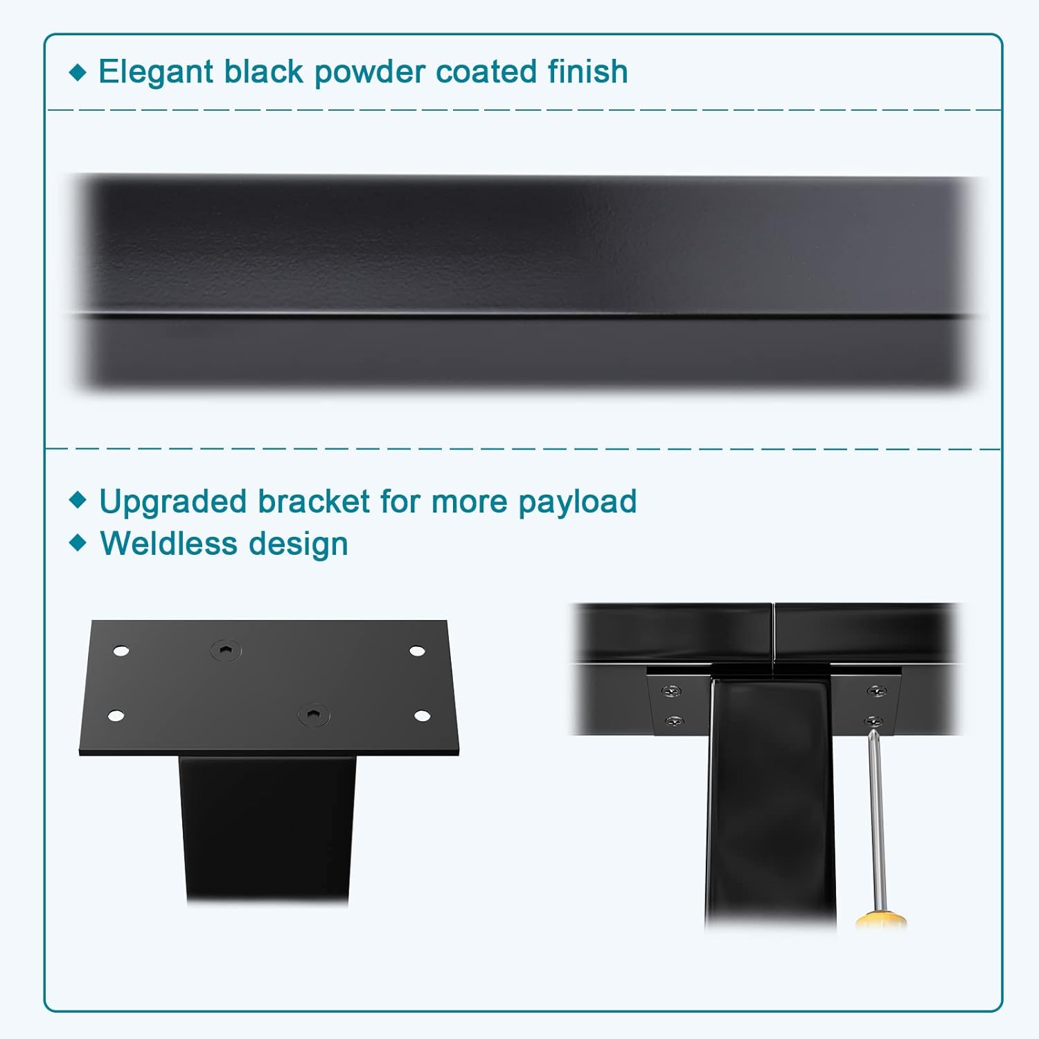 Muzata 4Pack Cable Railing Post Level-drilled Flat Top 36'' Black Stainless Steel X415012
