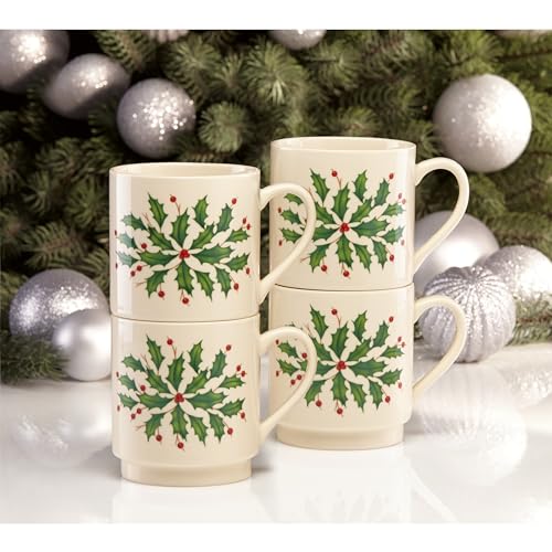 Lenox 18 Oz Stoneware Holiday Cocoa Mug, Red/Green D279
