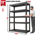 72"H 5-Shelf Garage Shelving Heavy Duty Storage Shelves for Garage Storage 2000Lbs Standing Metal Shelf Rack Adjustable Industial Shelving Unit for Home Kitchen Pantry, 31.5"W x 16.5"D Black