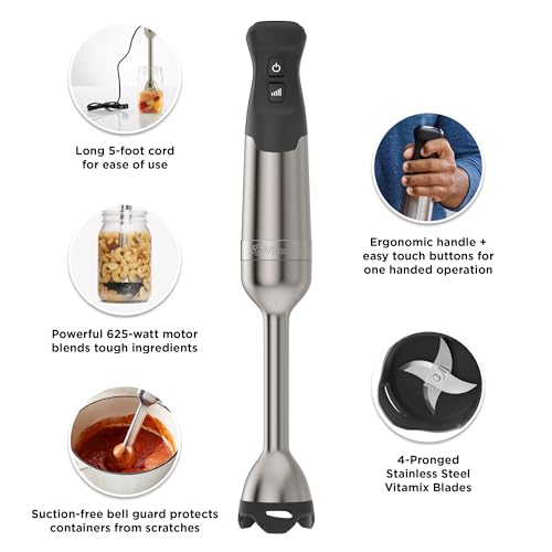 Vitamix 5-Speed Immersion Blender Bundle, Stainless Steel/Black J9880