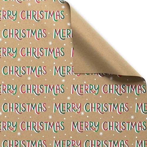 American Greetings Vintage Kraft Christmas Wrapping Paper Rolls, 4 Rolls, 80 sq. ft. D740