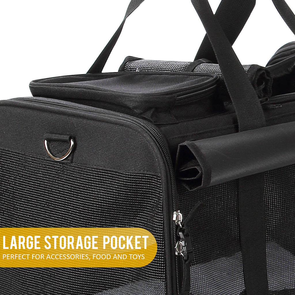 Kopeks Pet Carrier with Detachable Wheels for Small and Medium Dogs & Cats - Black K4459