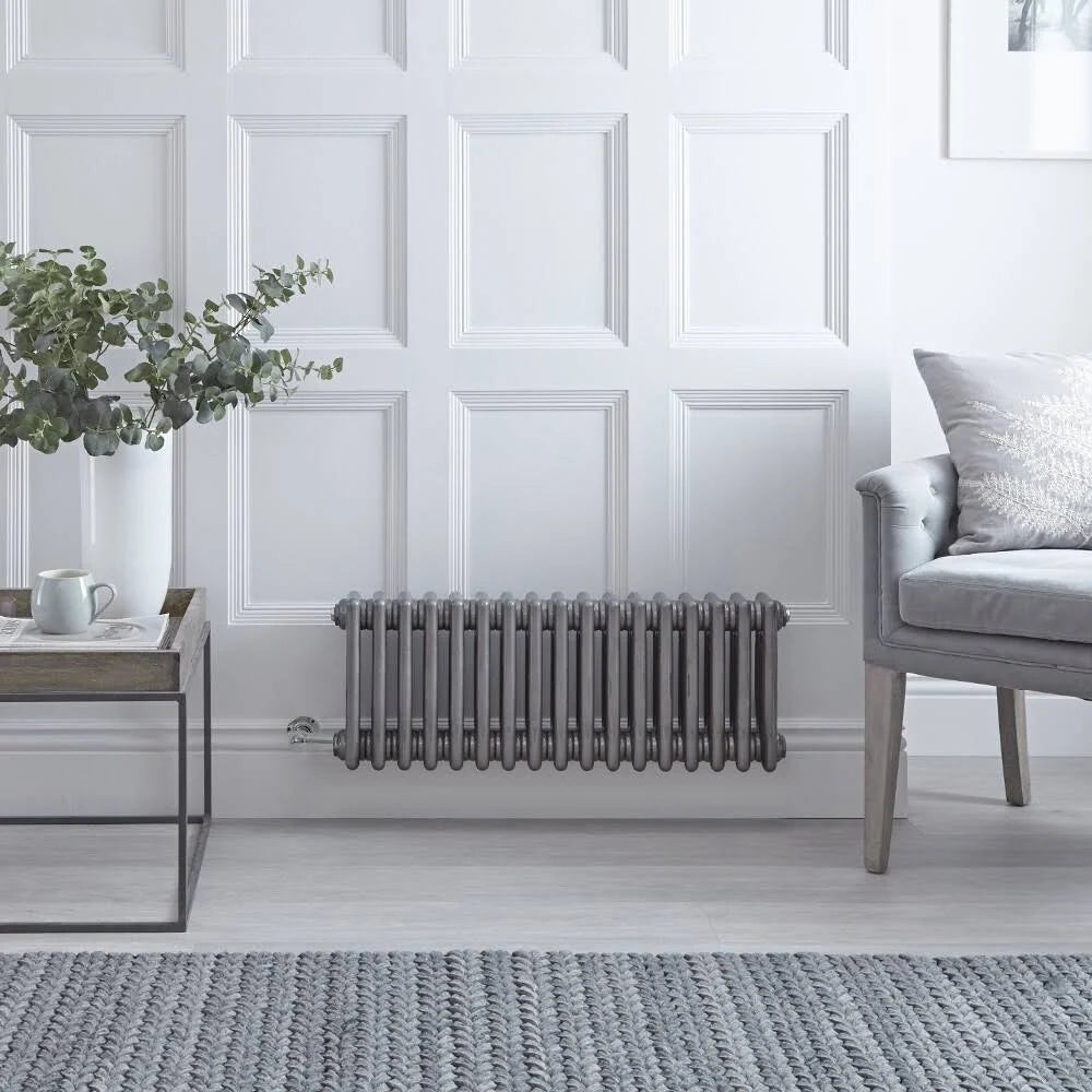 Regent Electric Raw Metal Lacquered Horizontal 3-Column Cast-Iron Style Radiator R612673