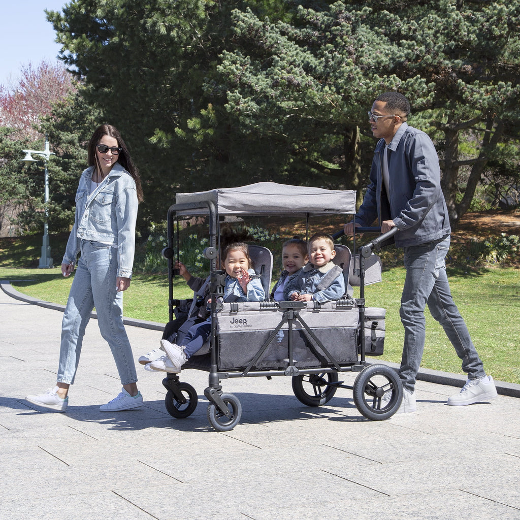Jeep Wrangler Deluxe 4 Seater Stroller Wagon by Delta Children, Grey D3060