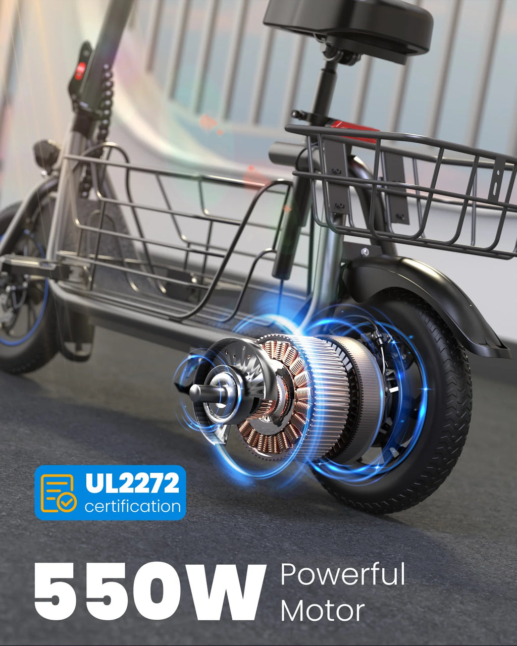 Kistp 550W Electric Scooter with Seat for Adult, 12 inch, 20 Miles Range W21588