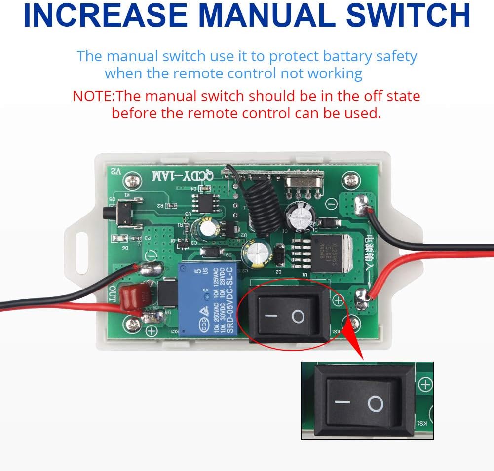 WATERWICH DC24V Wireless Remote Battery Disconnect Switch 280Amp for Trucks, Buses & Construction Vehicles (Pack of 2) F756609