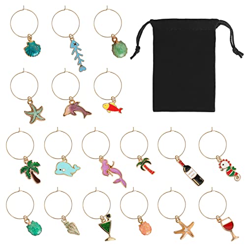 Christmas Wine Glass Charms - Stem Glass Markers for Holiday Party (18 Pack) O196746