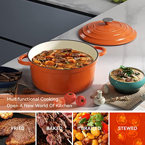 Miereirl 6 Quart Enameled Cast Iron Dutch Oven with Lid, Dark Blue P867