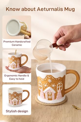 Christmas Mugs with Gingerbread Man Design, 13 oz, Gift Box Included Q496065