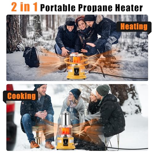2 in 1 Propane Heater & Stove, 13000 BTU Portable Indoor with Handle H9158