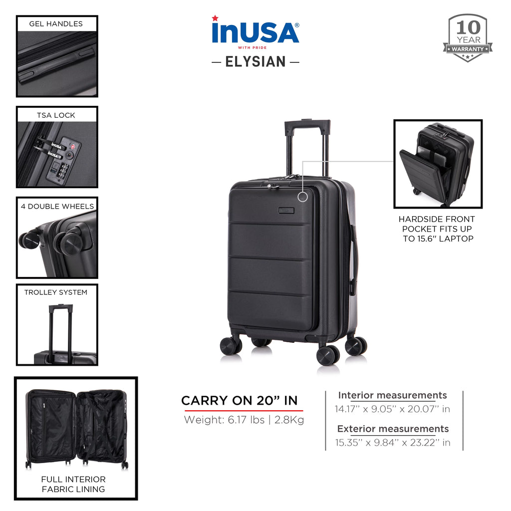 InUSA Elysian 20" Hardside Lightweight Luggage with Spinner Wheels B897505