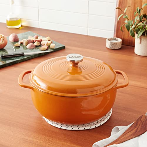 Lodge 6 Quart Enameled Cast Iron Dutch Oven with Lid, Indigo A835868