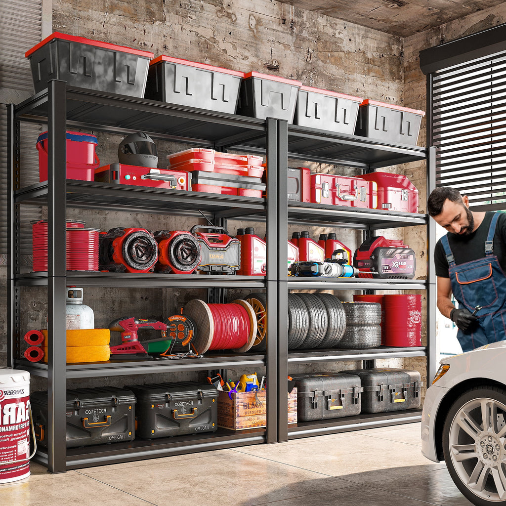 72"H 5-Shelf Heavy Duty Garage Shelving Unit, 2000Lbs Capacity, Black G62728