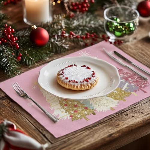 GEEORY Christmas Placemats 12x18 Inch Set of 4, Green Q397