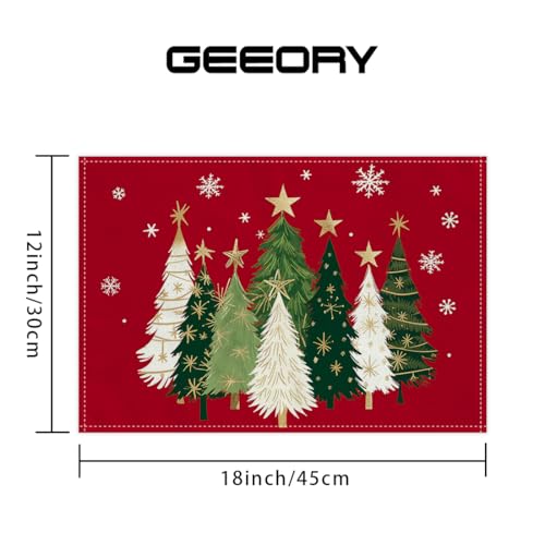 GEEORY Christmas Placemats 12x18 Inch Set of 4, Green Q397
