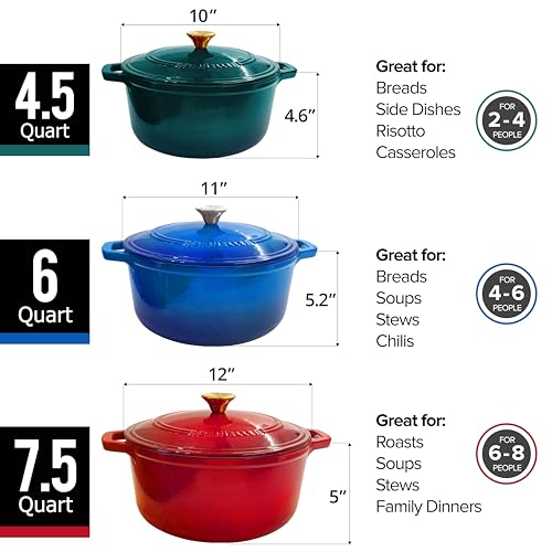 Mueller 6qt Enameled Cast Iron Dutch Oven with Lid, Oven-Safe to 500°F, White N219