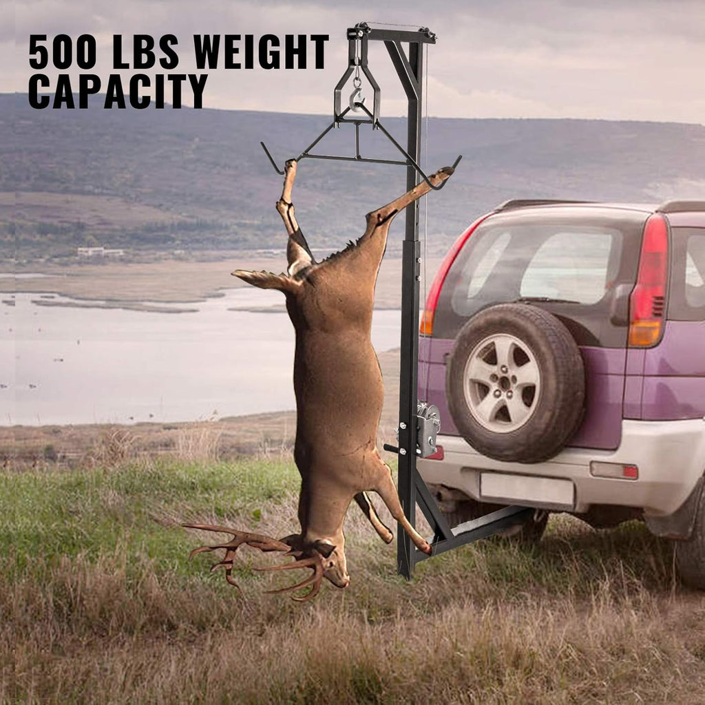 VEVOR Hitch Mounted Deer Hoist 500lbs with Winch Gambrel Set D387