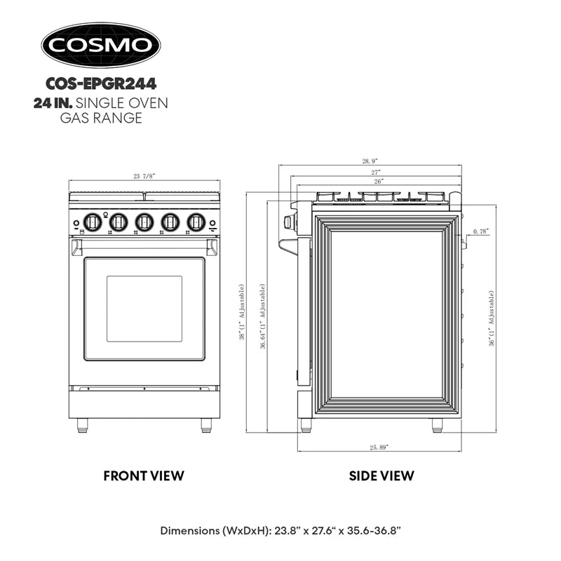 24 in. Freestanding Gas Range with Stainless Steel Oven N609