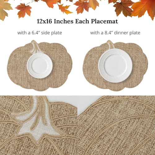 Snowflake Burlap Christmas Placemats Set of 4 for Round Table H634