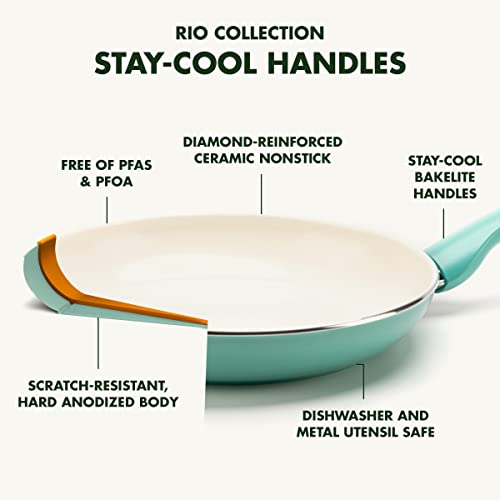 GreenPan Rio 16 Piece Cookware Set, Hard Anodized Ceramic Nonstick, Black C3064