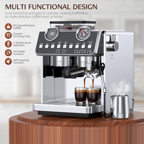 Espresso Machine with Grinder, 20 Bar, Stainless Steel R83369