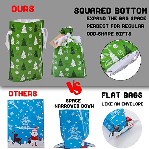 Christmas Gift Bags Assorted Sizes, 22pcs Drawstring Reusable Plastic D786
