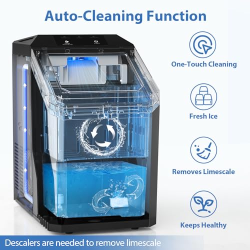 Aeitto Nugget Ice Maker Countertop, 55lbs/Day, Self-Cleaning, Stainless Steel K293