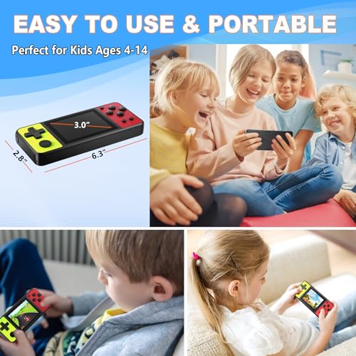 32 Bit Handheld Game Console with 139 Built-in Games, 3.0" IPS Screen, Blue-Red T968340