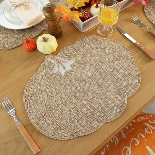 Snowflake Burlap Christmas Placemats Set of 4 for Round Table H634