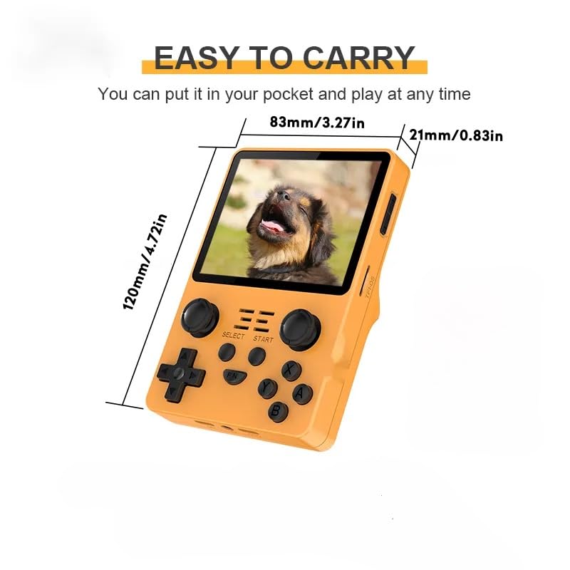 RGB20S Handheld Game Console Retro Gaming with 20 Emulators 21K+ Games 3.5" IPS Screen Yellow-128G X340