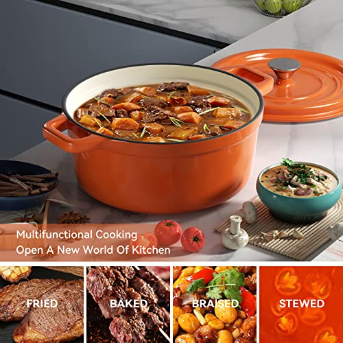 Miereirl 6 Quart Enameled Cast Iron Dutch Oven with Lid, Dark Blue P867