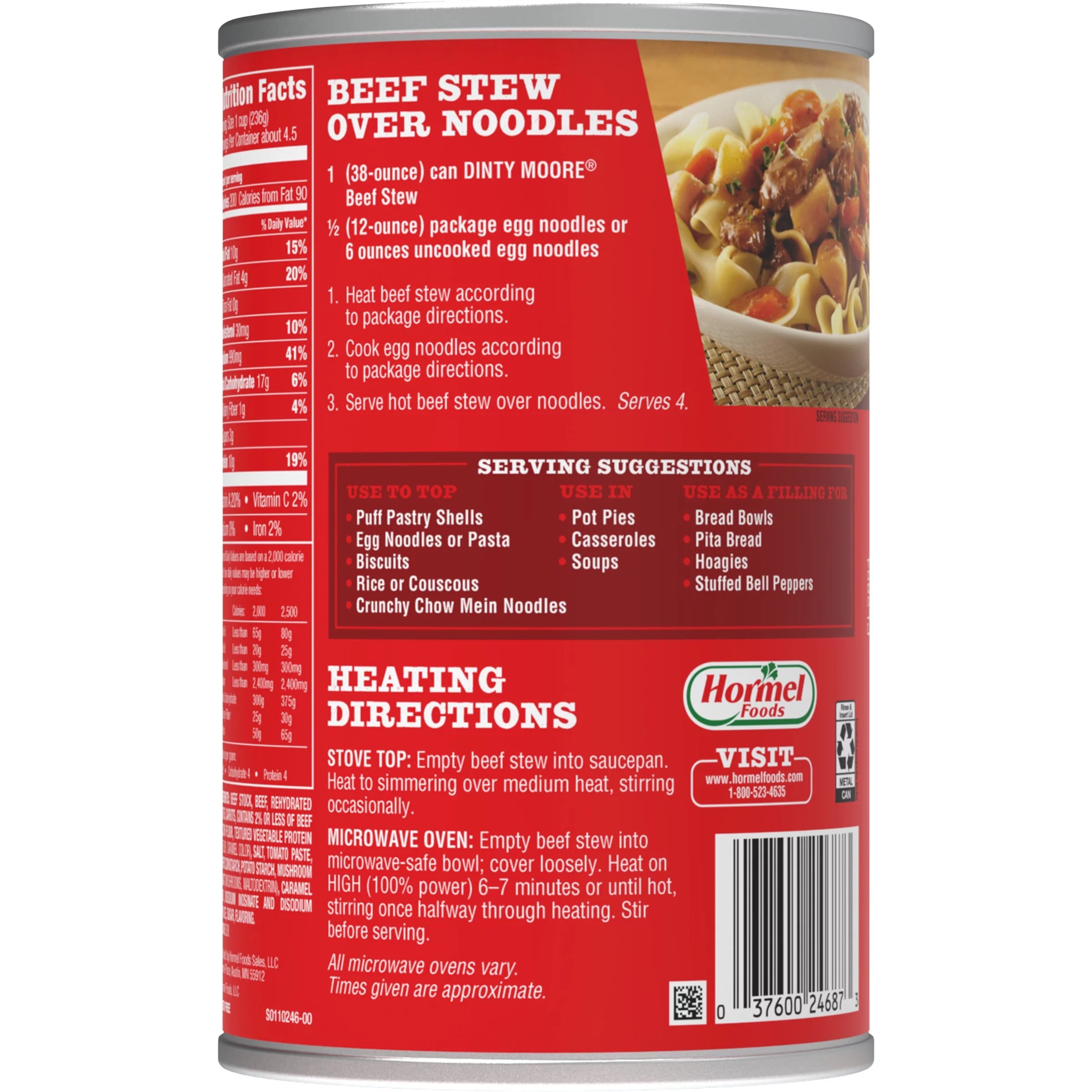 DINTY MOORE Beef Stew, Shelf-Stable, 38 oz Can N59119