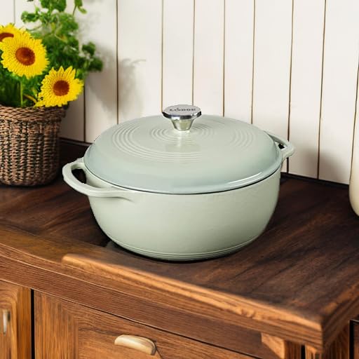 Lodge 6 Quart Enameled Cast Iron Dutch Oven with Lid, Indigo A835868