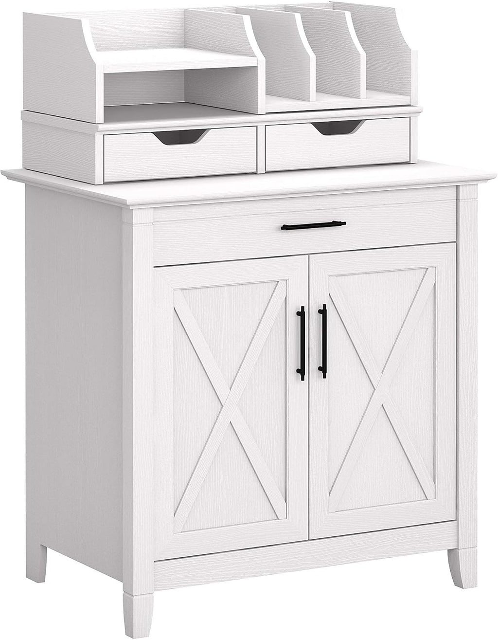 Bush Furniture Key West Secretary Desk with 5 Shelf Bookcase, Washed Gray B262