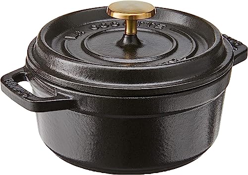 STAUB Cast Iron Dutch Oven 5.5-qt Round Cocotte, Black Matte P4487