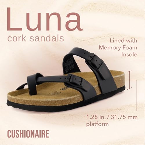 CUSHIONAIRE Women's Luna Cork Footbed Sandal I795