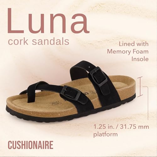 CUSHIONAIRE Women's Luna Cork Footbed Sandal I795