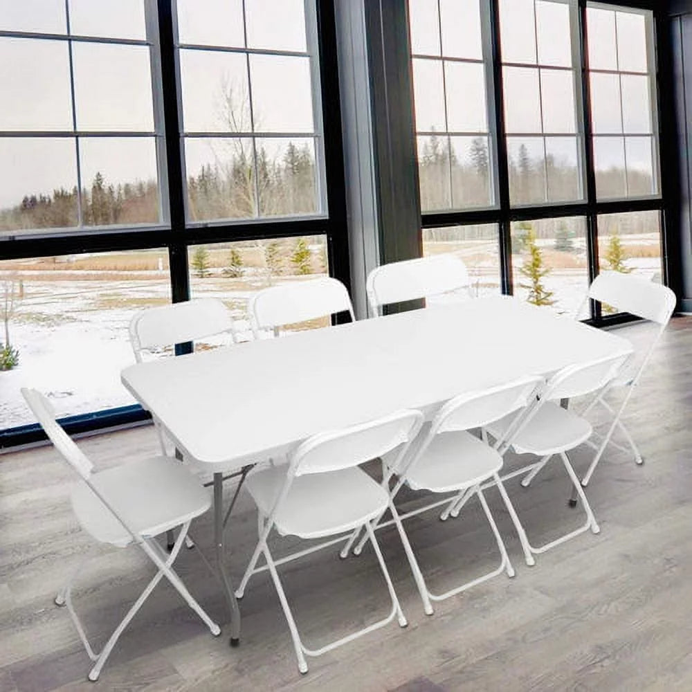 10 Pack White Plastic Folding Chairs for Wedding Banquet Party E229219