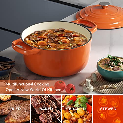 Miereirl 6 Quart Enameled Cast Iron Dutch Oven with Lid, Dark Blue P867