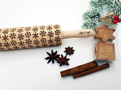 Embossing Rolling Pin with Christmas Symbols for Gingerbread Cookies W48955